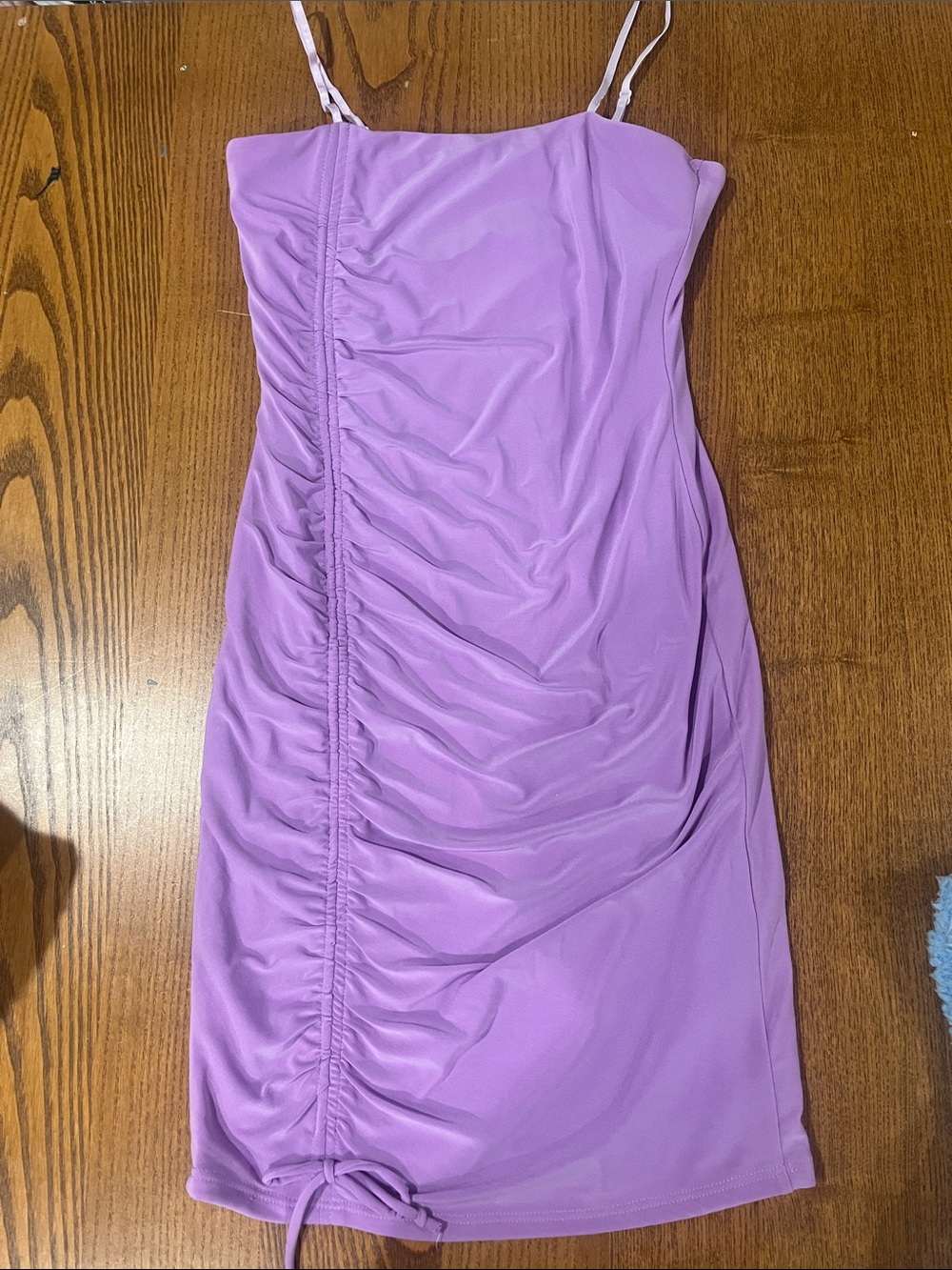 Un Deux Trois Lilac Ruched Spaghetti Strap Dress